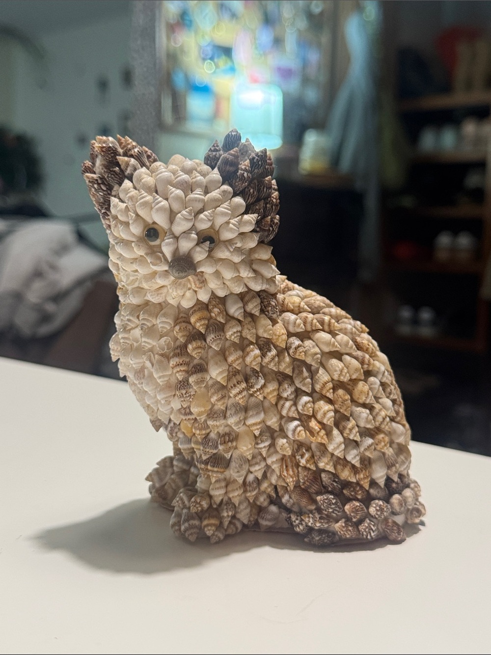Vintage Shell-Covered cat figurine